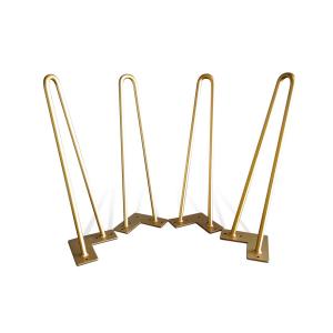 4 Inch Gold Soft Rubber Hairpin Table Legs Metal