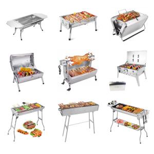 Foldable Charcoal Grill Outdoor Cube Portable Stainless Steel Folding Charcoal Grill