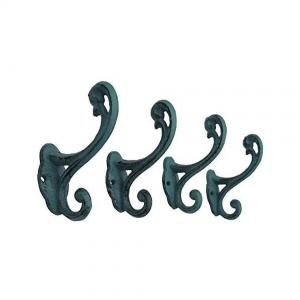Vintage Office Hat Wall Mounted Rack Rusty Cast Iron Hooks